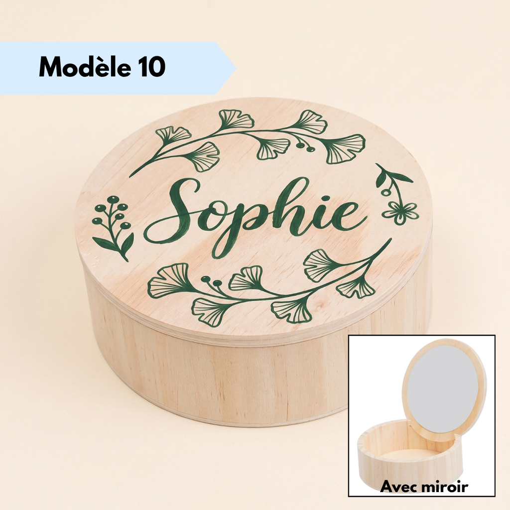Boîte à bijoux en bois de 15 cm avec décoration florale colorée