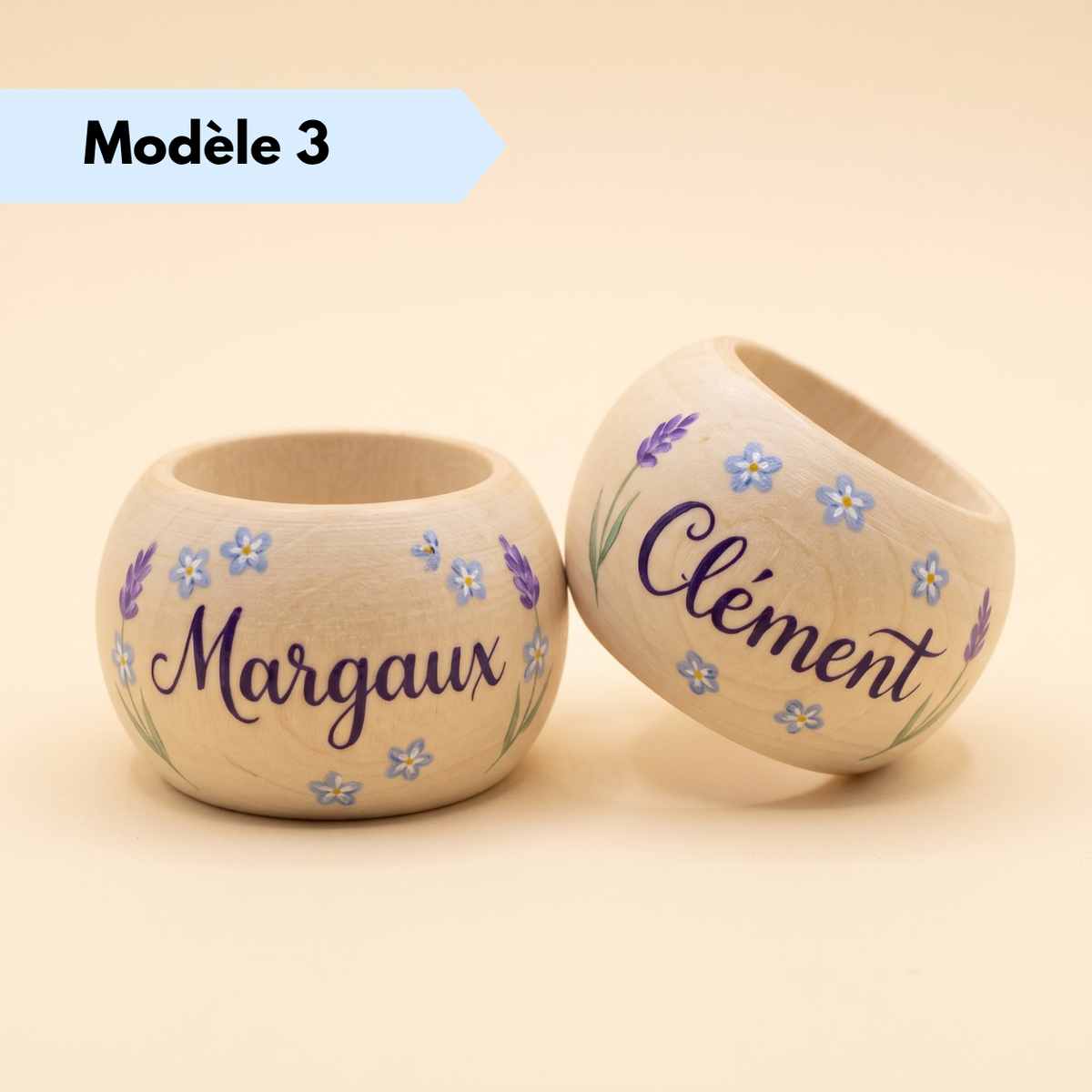 Rond de serviette en bois personnalisé avec prénom