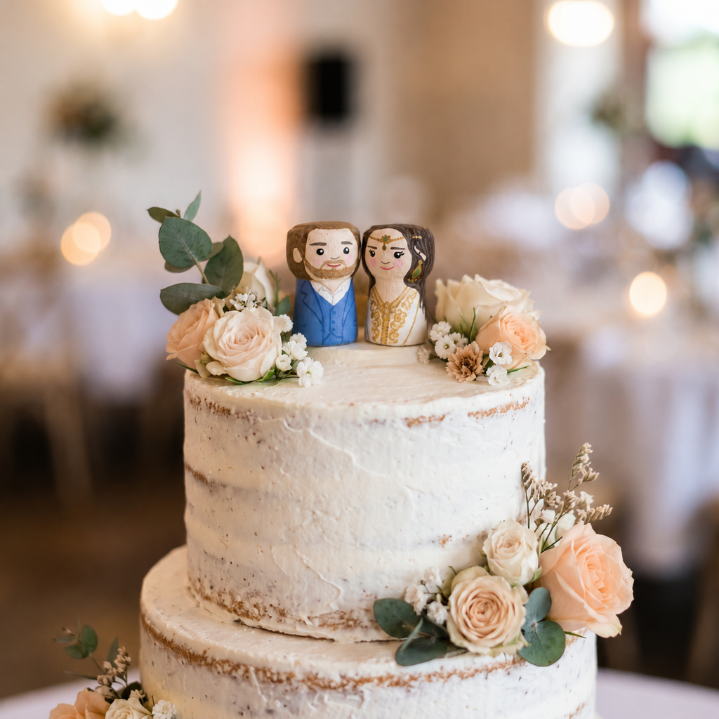 Figurines de couple en liège pour décoration de table