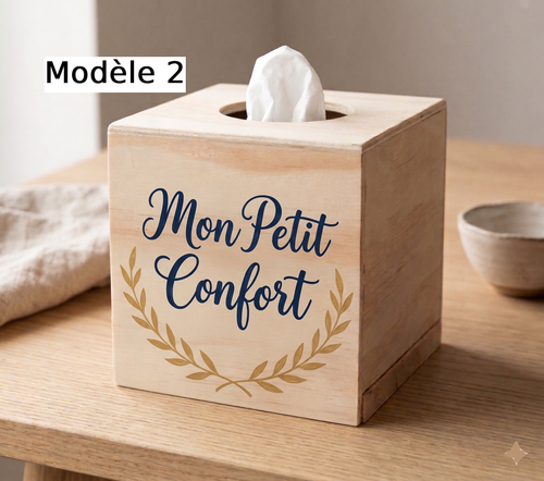 Boîte à mouchoirs en bois personnalisée peinte à la main avec prénom
