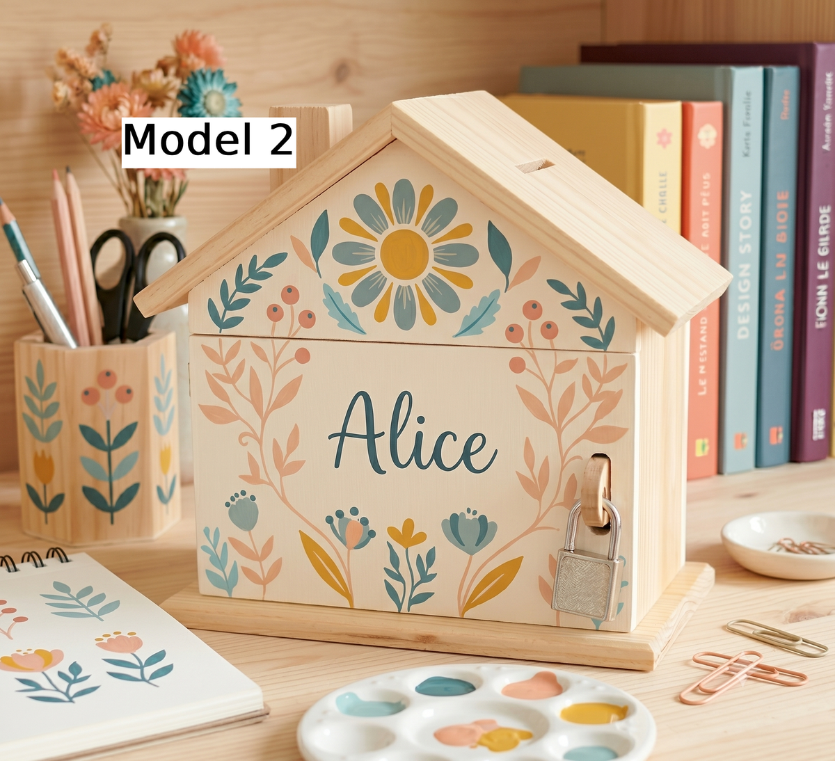 Tirelire maison personnalisée avec prénom