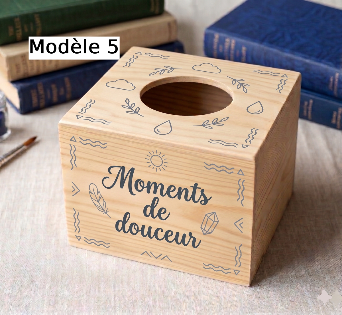 Boîte à mouchoirs personnalisée en bois pour décoration de maison