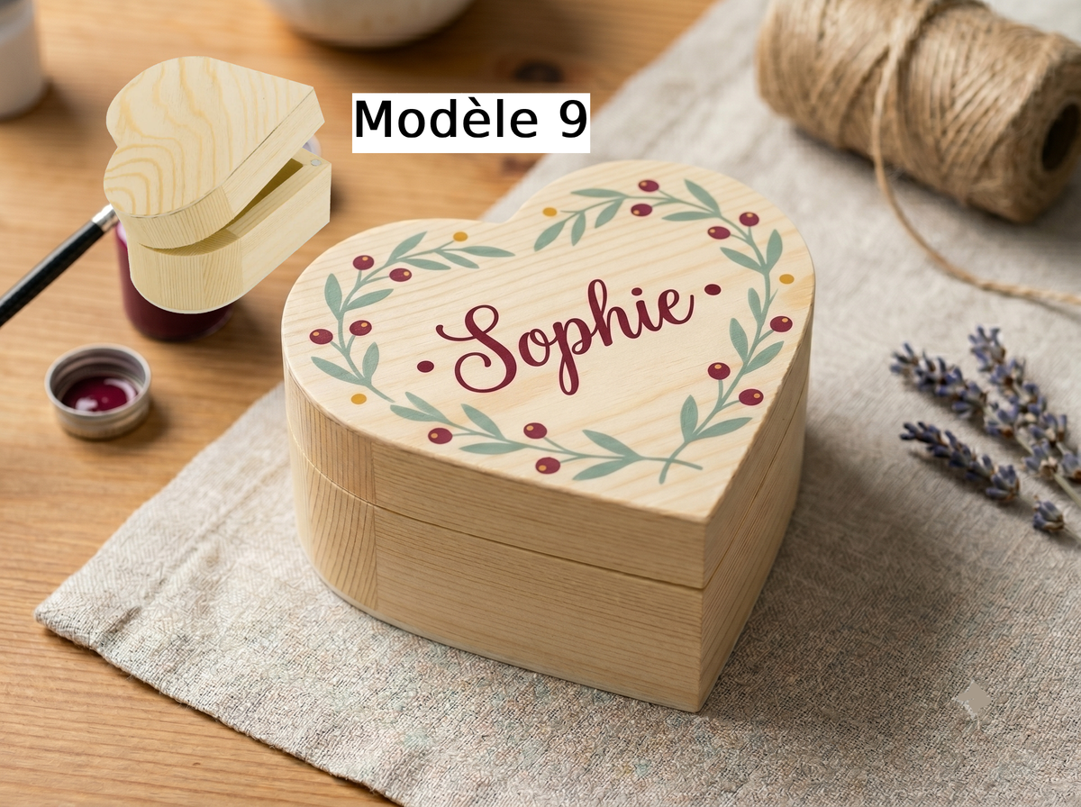 Boîte à bijoux enfant en bois personnalisée