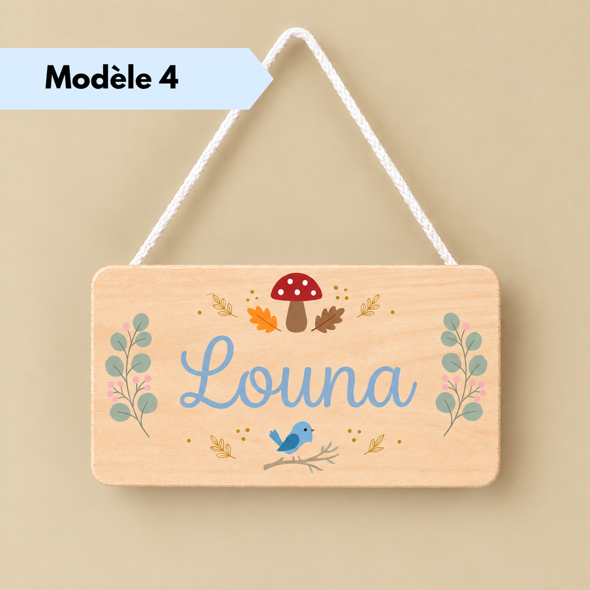 Plaque en bois personnalisée avec prénom pour porte de chambre enfant