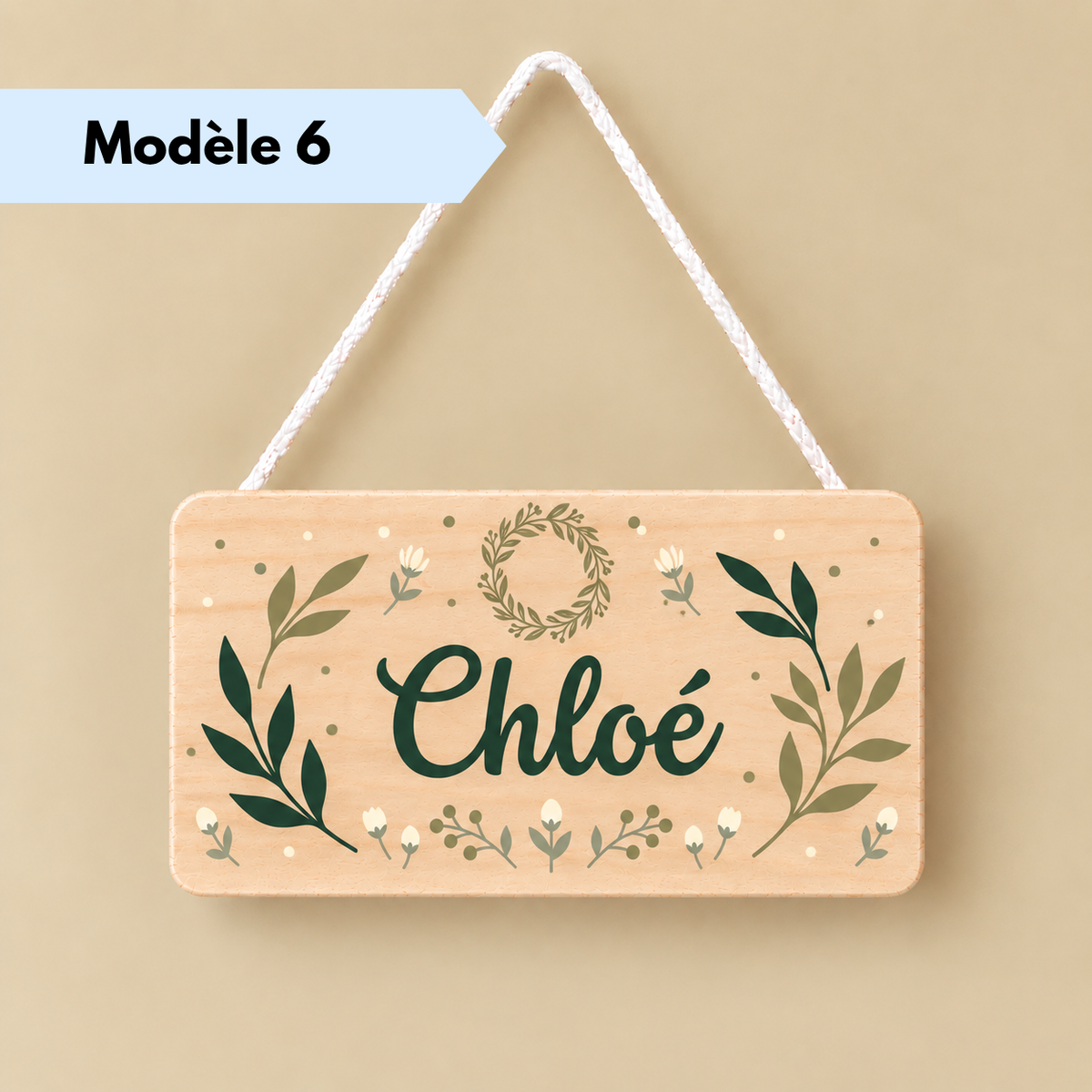 Plaque rectangulaire en bois personnalisée avec motif décoratif