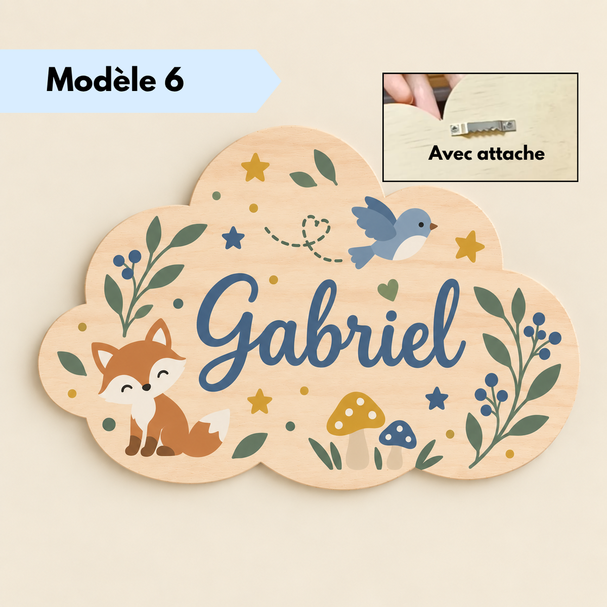 Plaque de porte en bois personnalisée pour chambre enfant