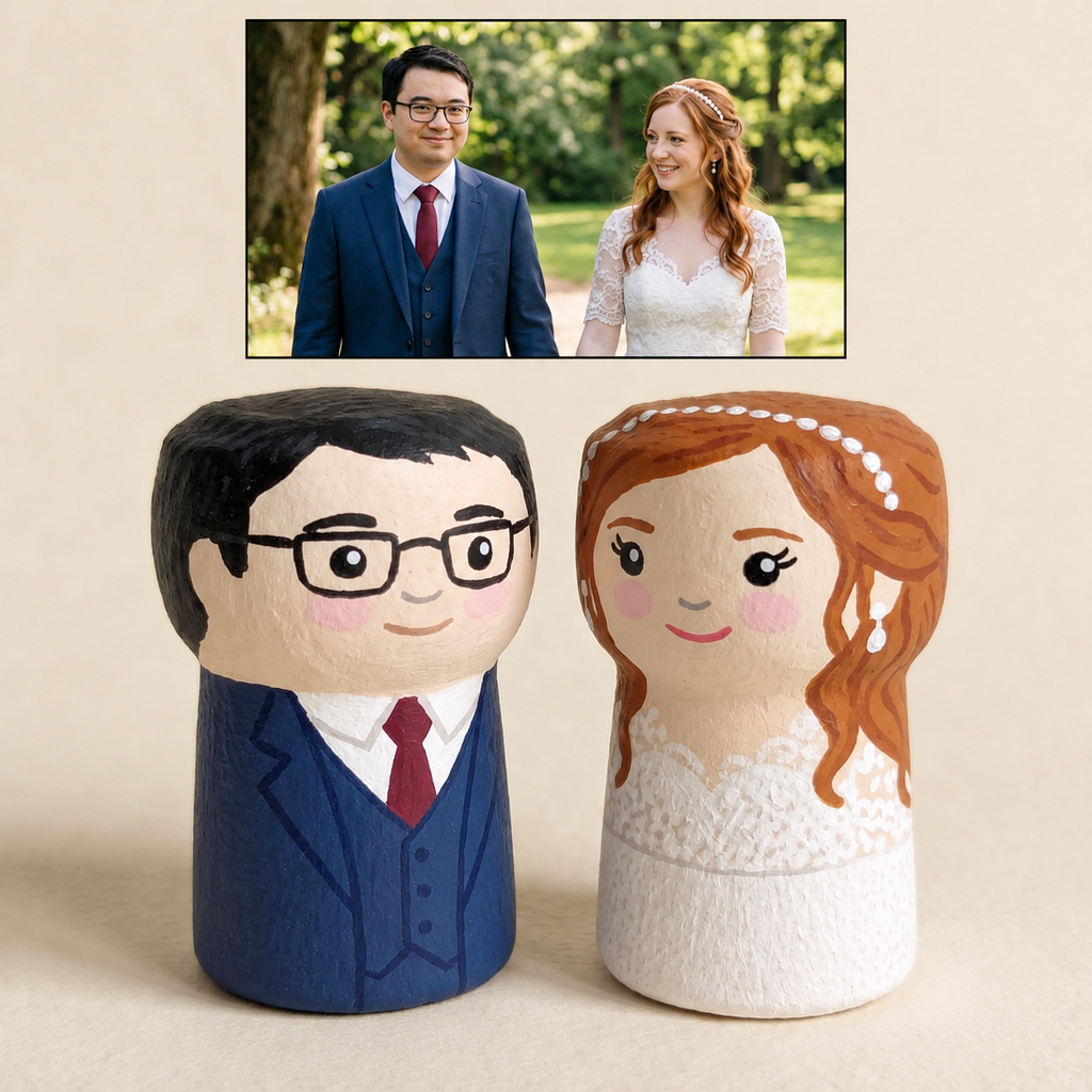 Figurines de couple en liège pour décoration de table