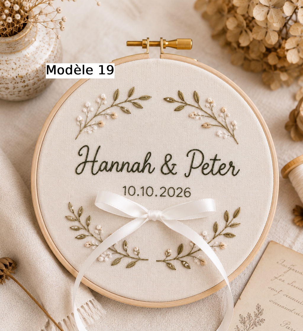Porte-alliances brodé personnalisé décoration mariage