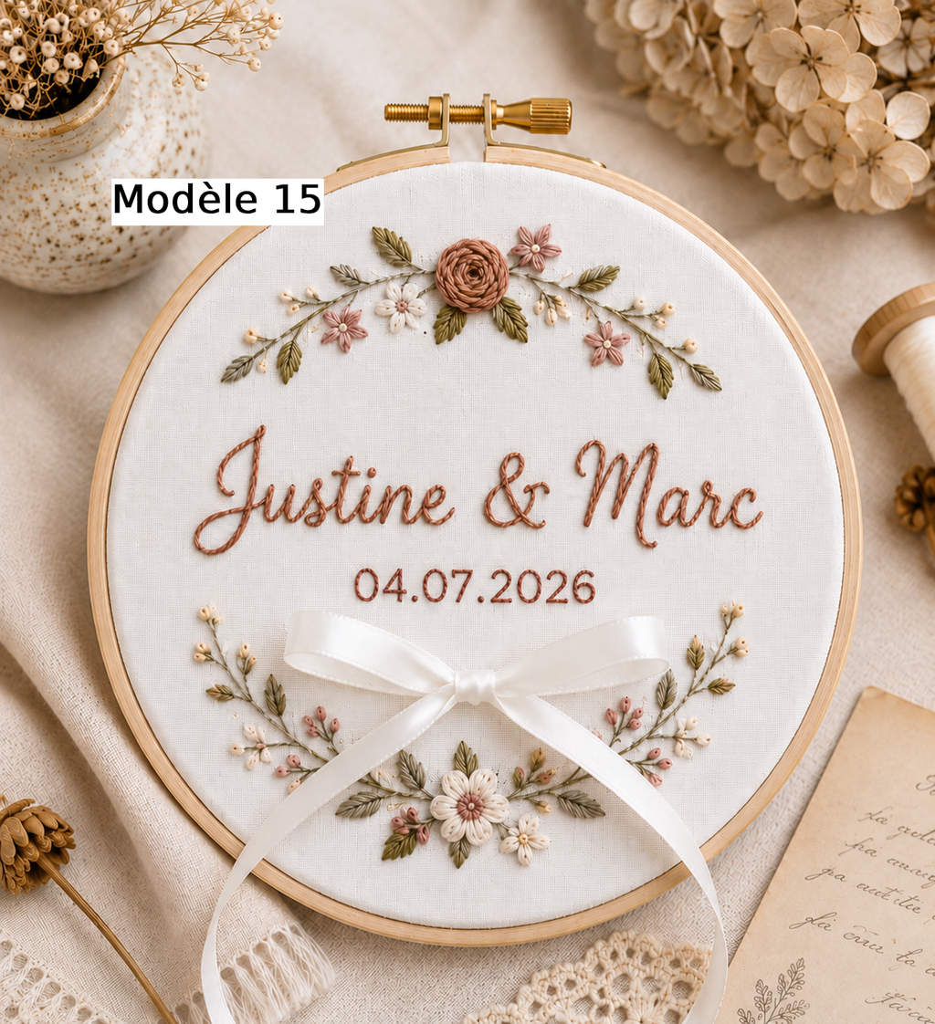 Création brodée personnalisée pour cérémonie de mariage