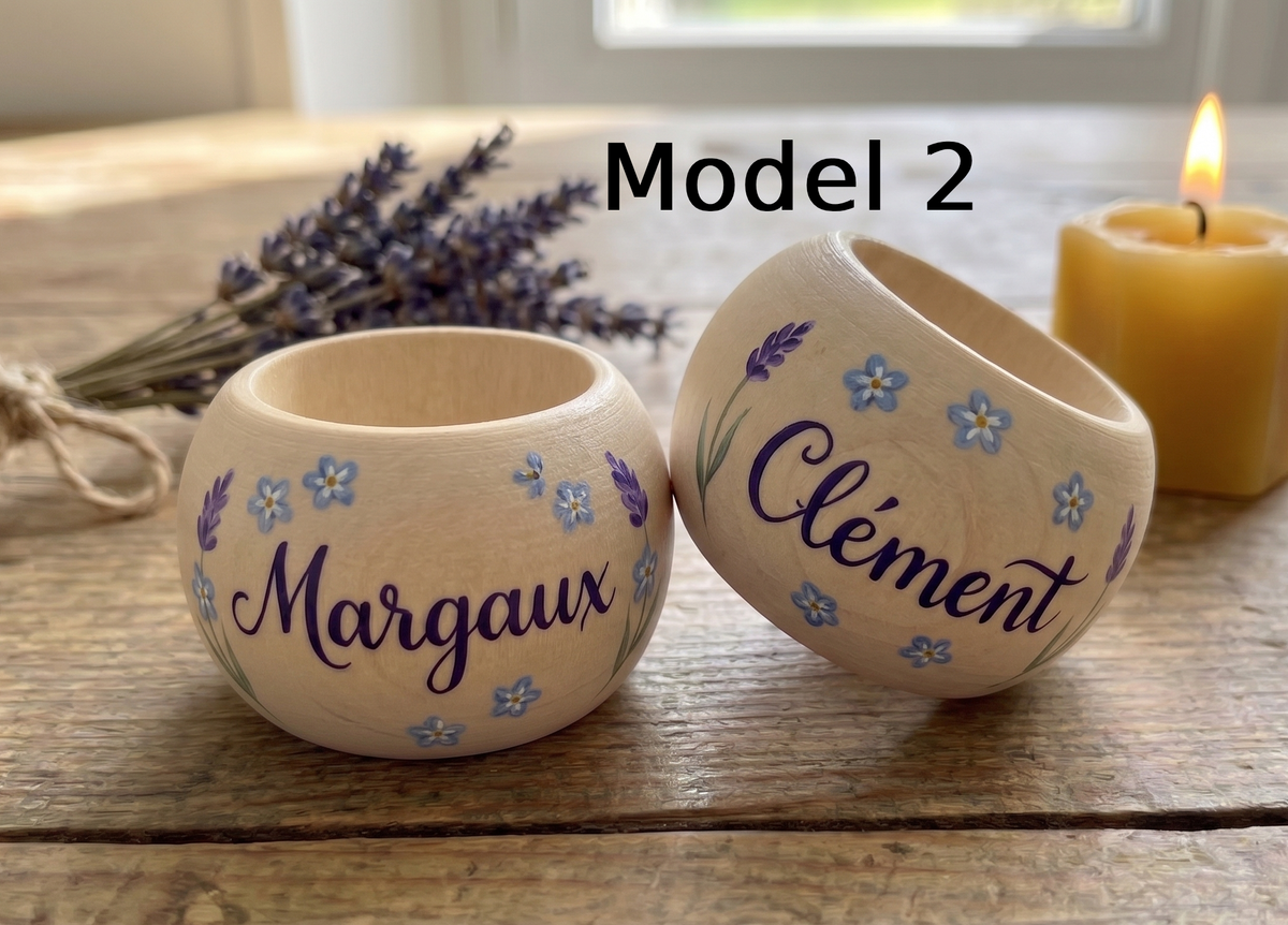 Ronds de serviette en bois personnalisés pour décoration de table
